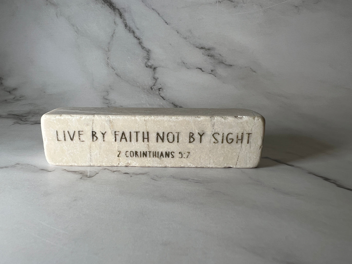 Twelve Stone Art Tumbled Marble Scripture Stone 2 Corinthians 5:7